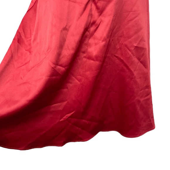 Embroidered Beaded Satin Dress 13 burgundy red underlay spaghetti strap Y2K - Picture 13 of 15